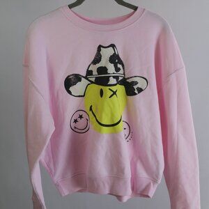 Women's Pink Smiley World Pullover with Happy Face Design Size XS